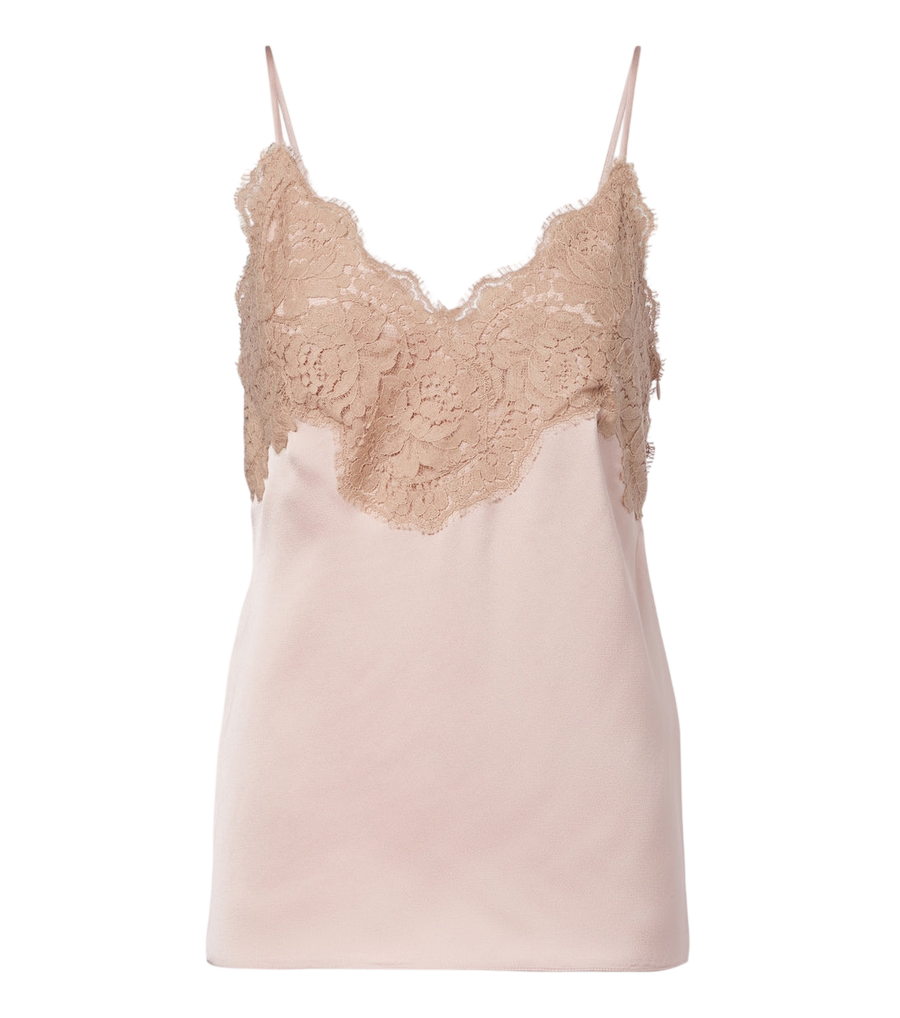 Camisola de cady con ribete de encaje de Valentino Garavani