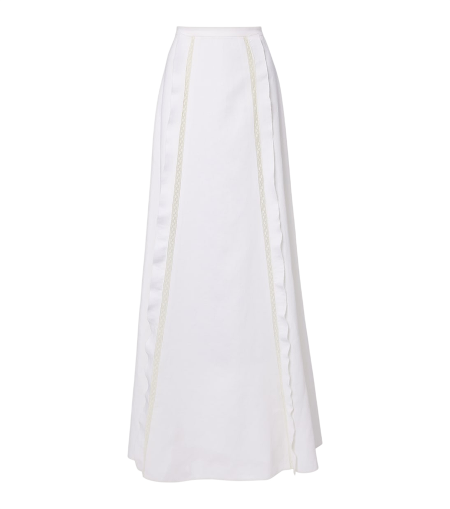 Valentino Garavani Lace-trimmed linen maxi skirt