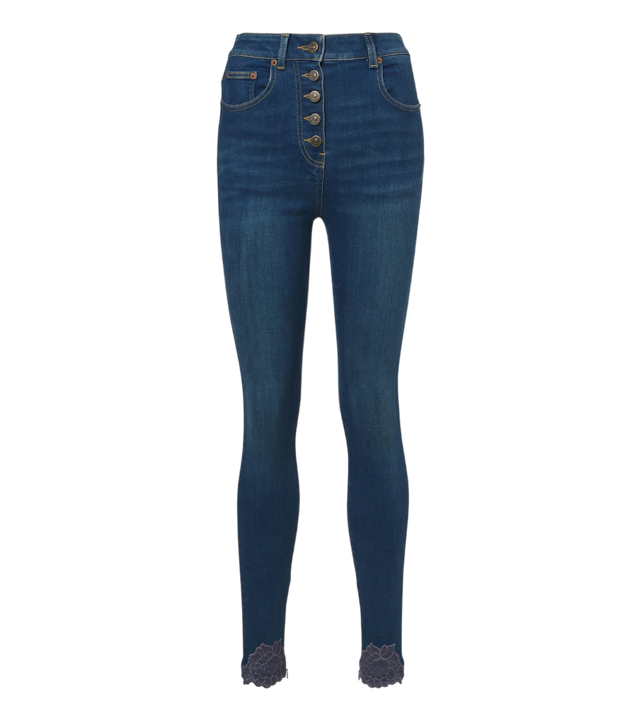Valentino Garavani Lace-trimmed skinny jeans