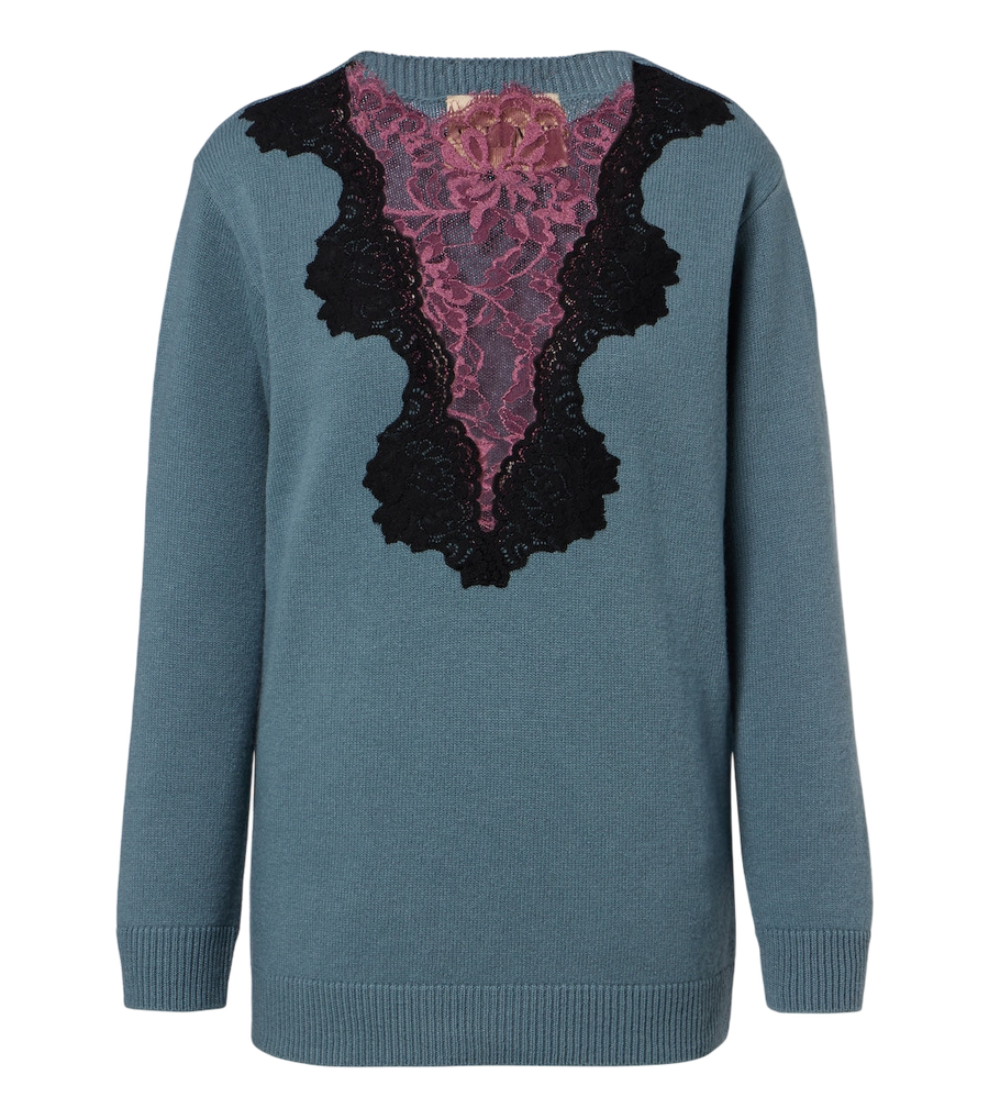 Valentino Garavani Lace-trimmed virgin wool sweater