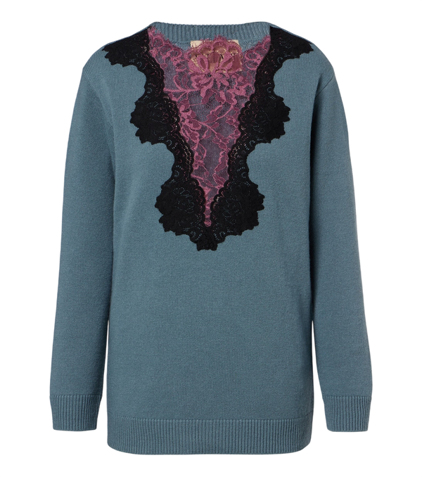 Valentino Garavani Lace-trimmed virgin wool sweater