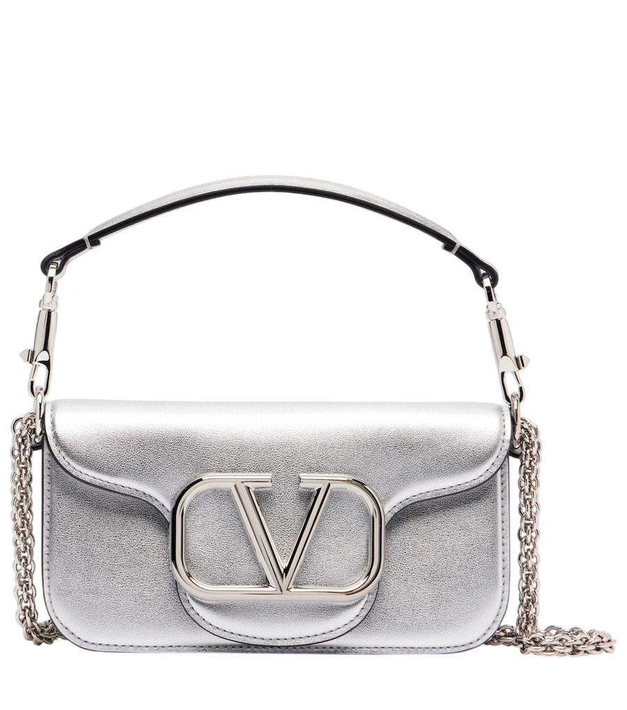 Valentino Garavani Locò Small metallic leather shoulder bag