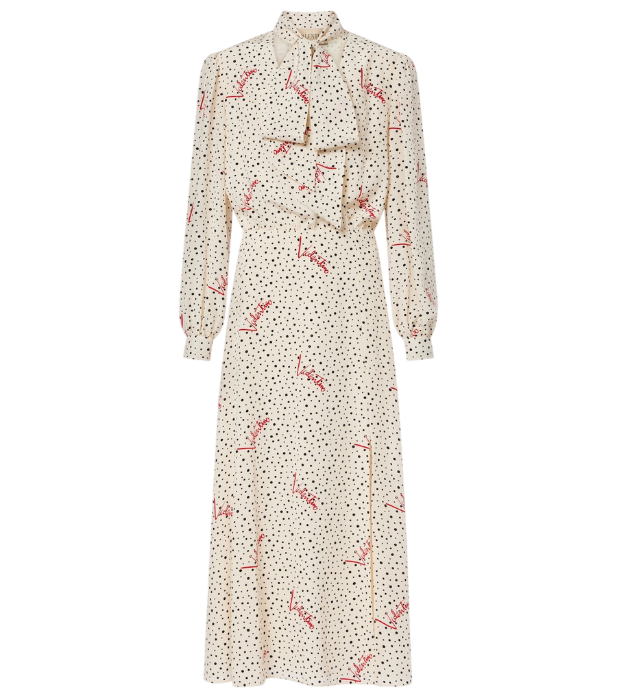 Valentino Garavani Polka-dot silk crêpe de chine midi dress