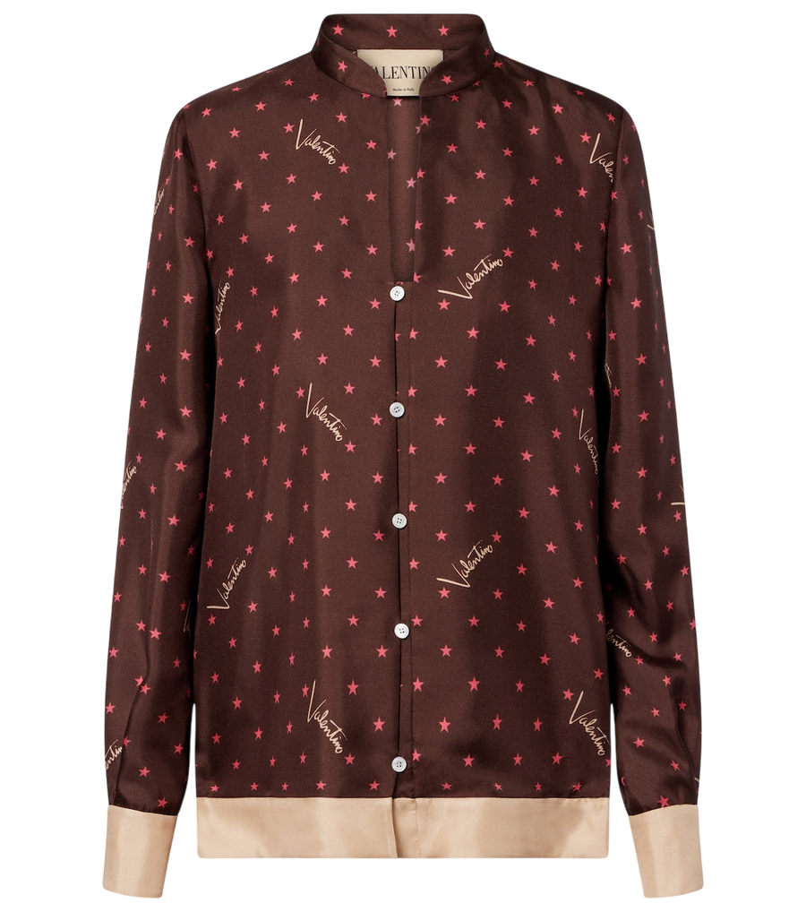 Valentino Garavani Printed silk twill pajama shirt
