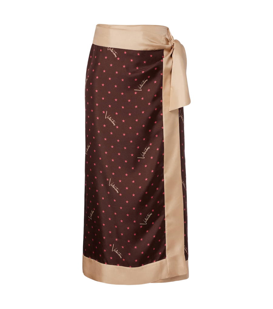 Valentino Garavani Printed silk twill wrap skirt