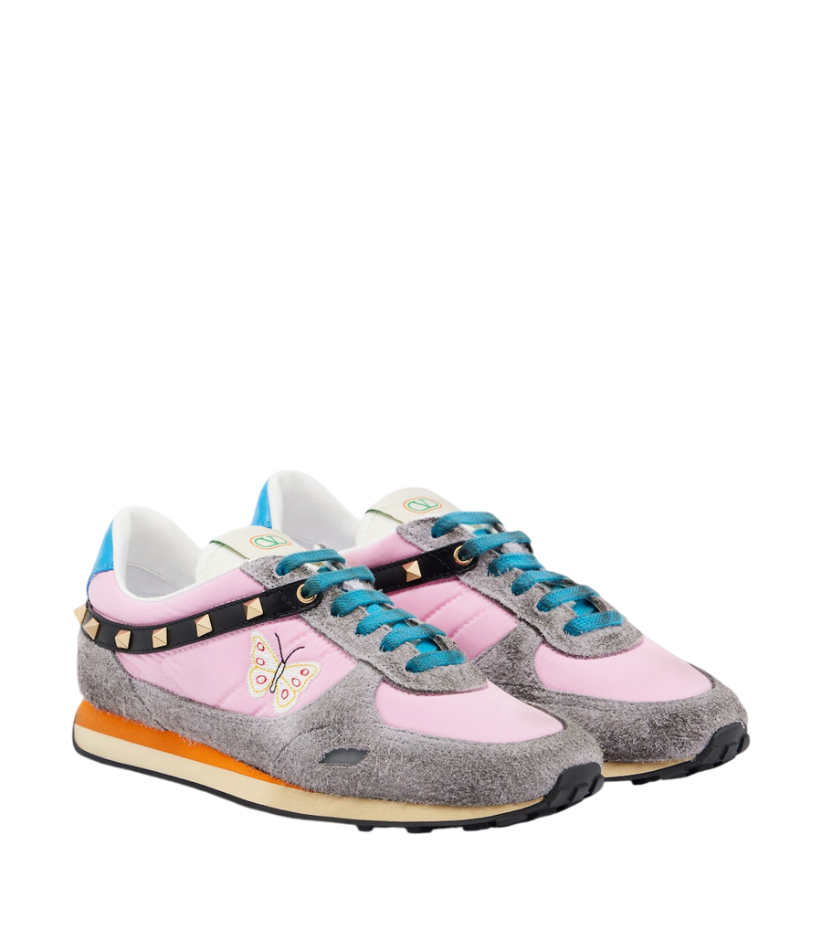 Baskets Valentino Garavani Rockstud en daim brodé