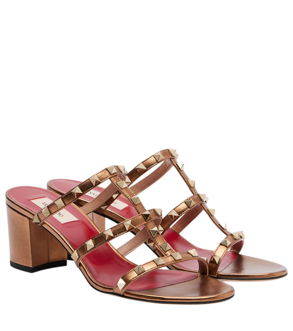 Valentino Garavani Rockstud metallic leather mules