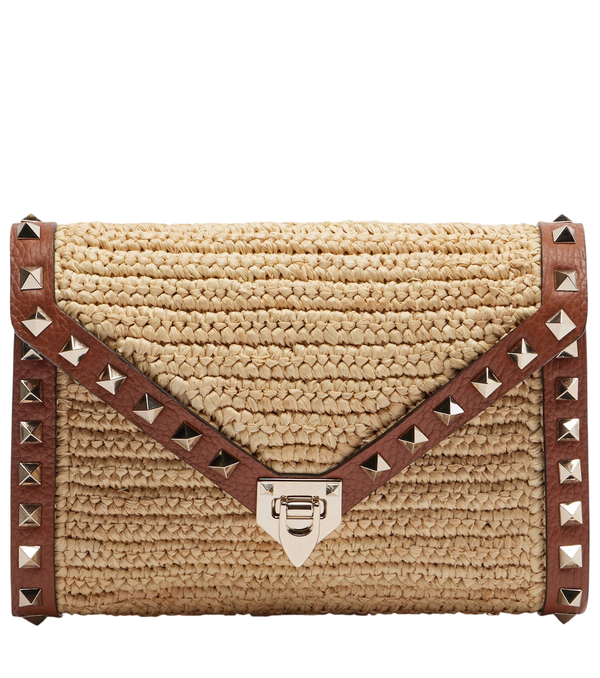 Valentino Garavani Rockstud Mini raffia shoulder bag