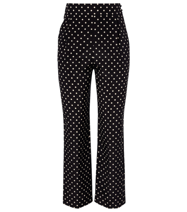 Pantalones rectos de crepé de china de seda con estampado de lunares de Valentino Garavani