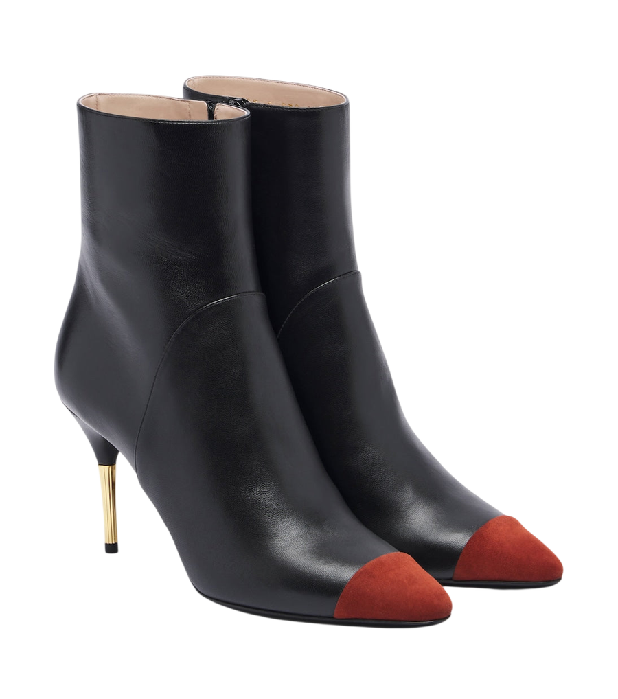 Valentino Garavani Sinead suede-trimmed leather ankle boots