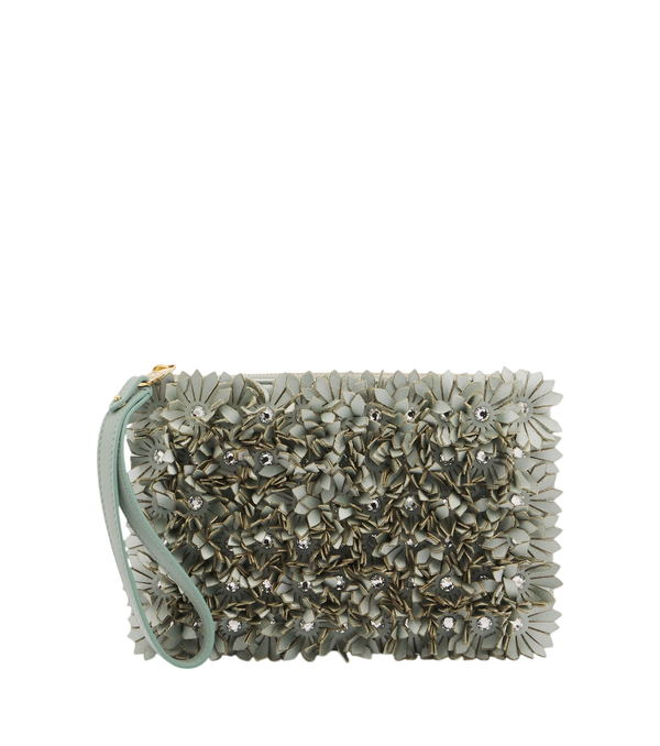 Valentino Garavani Piccola pochette in pelle con applicazioni floreali
