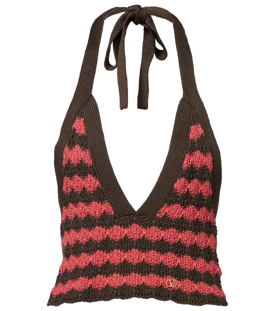 Valentino Garavani Striped knitted cotton crop top