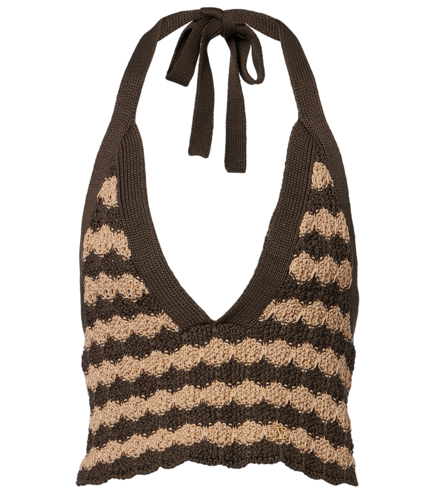 Crop top Valentino Garavani en maille de coton rayée