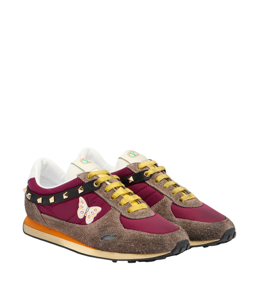 Valentino Garavani Sneakers Stud Up ricamate con finiture in pelle scamosciata