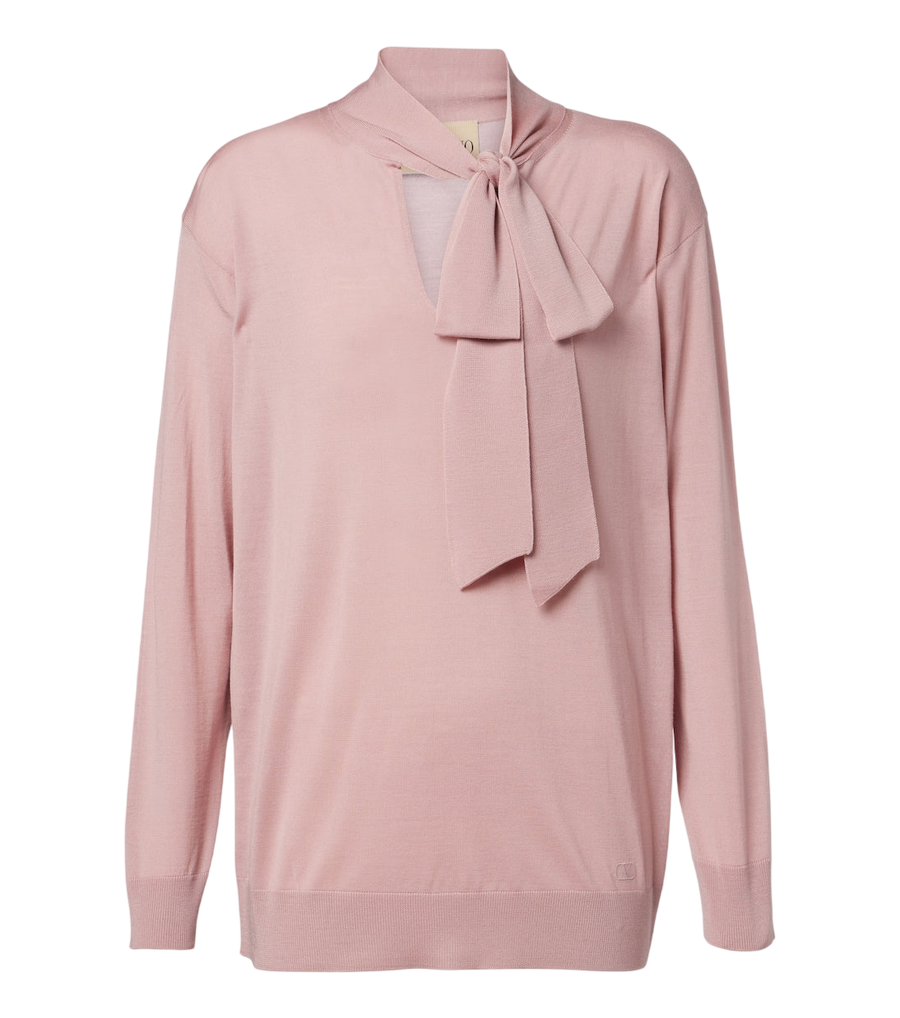 Valentino Garavani Tie-neck oversized wool sweater