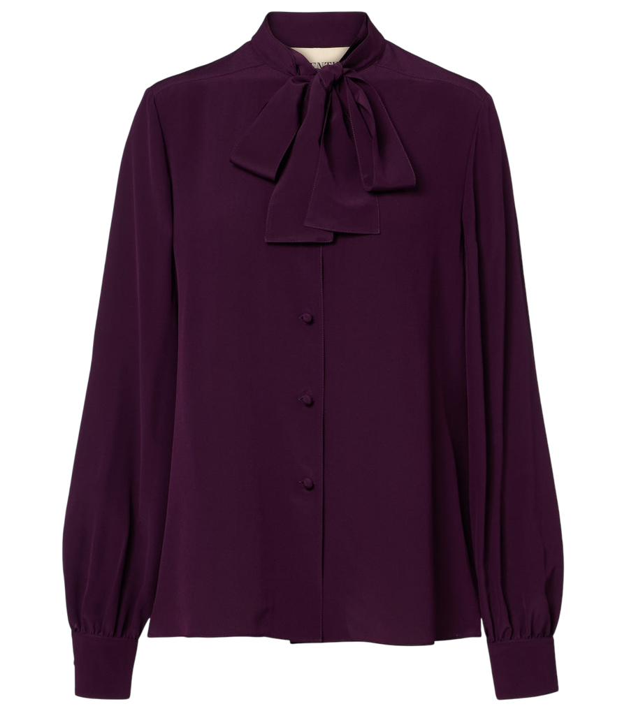 Blusa de crepé de china de seda con cuello lazada de Valentino Garavani
