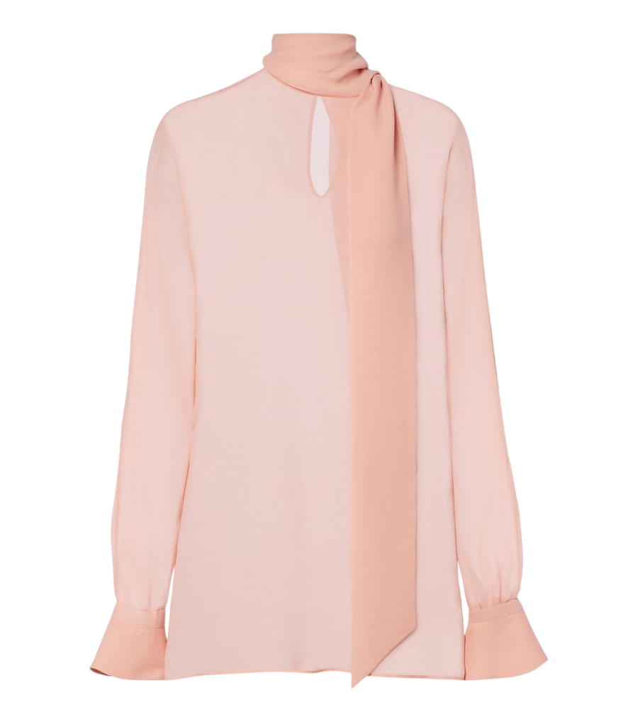 Valentino Garavani Tie-neck silk georgette blouse