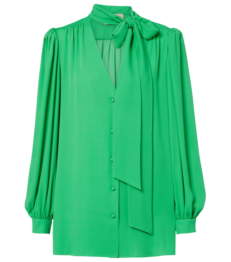 Valentino Garavani Tie-neck silk georgette blouse