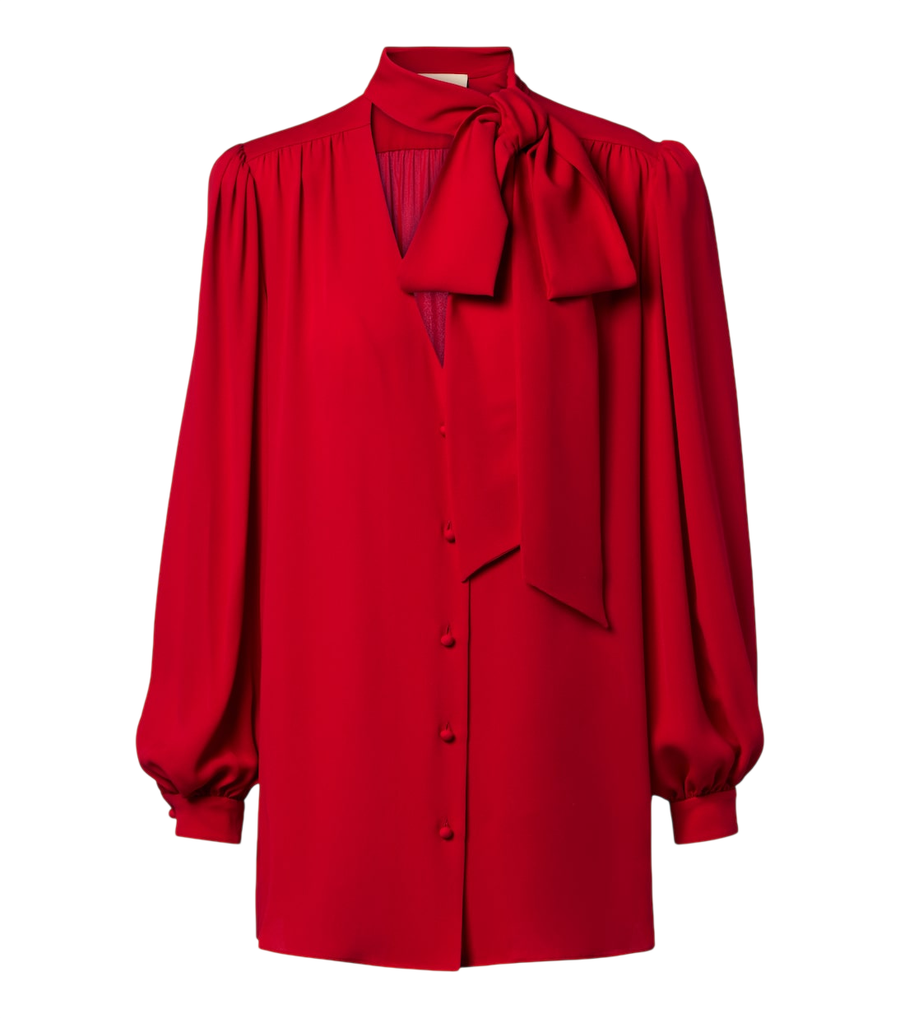 Blouse Valentino Garavani en georgette de soie à col noué