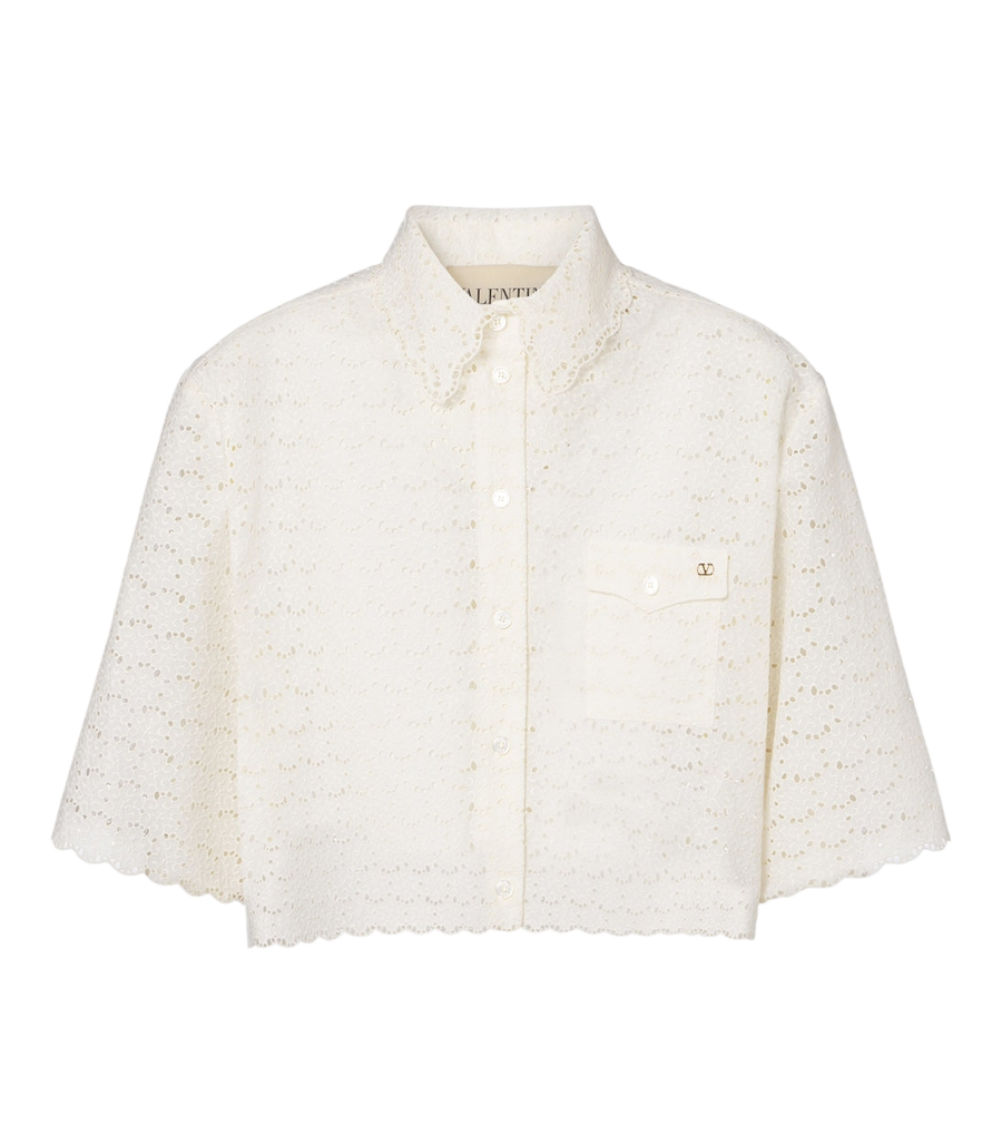 Chemise Valentino Garavani en coton broderie anglaise VLogo