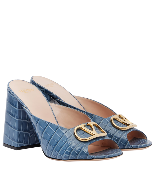Valentino Garavani VLogo croc-effect leather mules