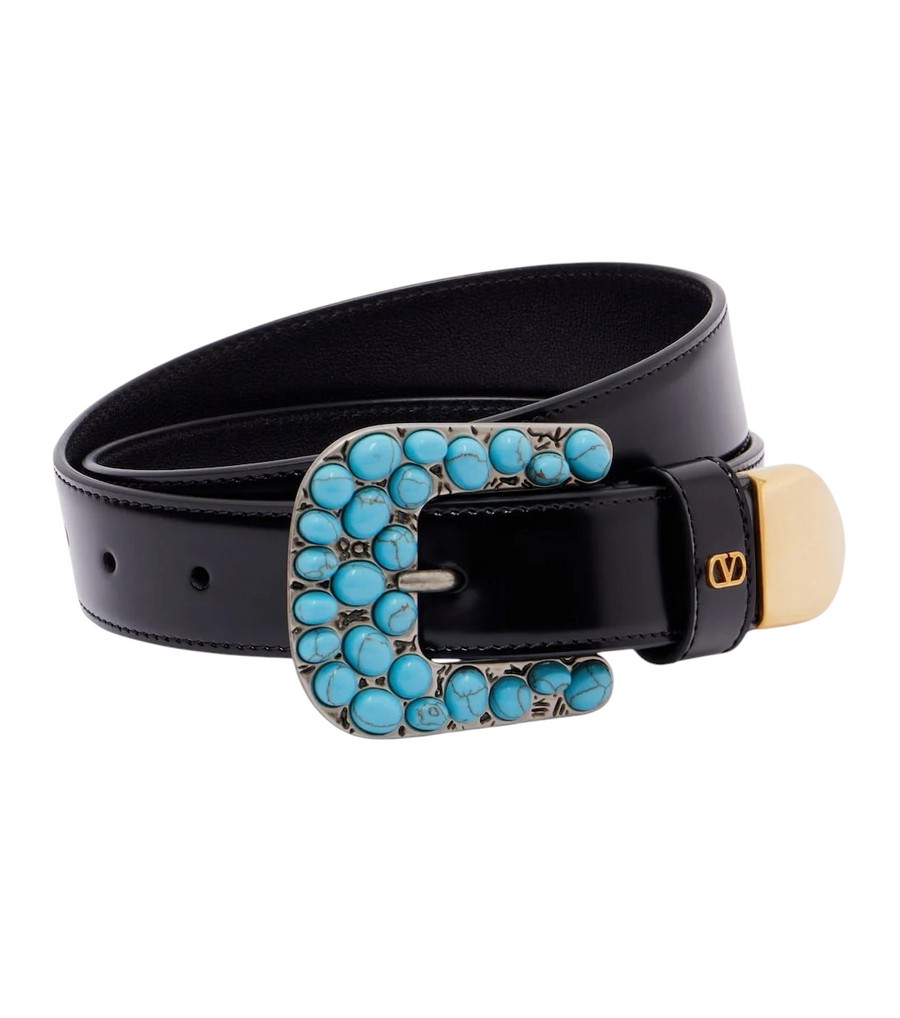 Valentino Garavani VLogo Embellished Leather Belt