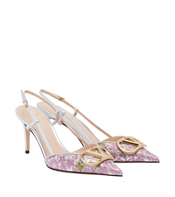 Escarpins slingback Valentino Garavani VLogo en cuir à garnitures florales
