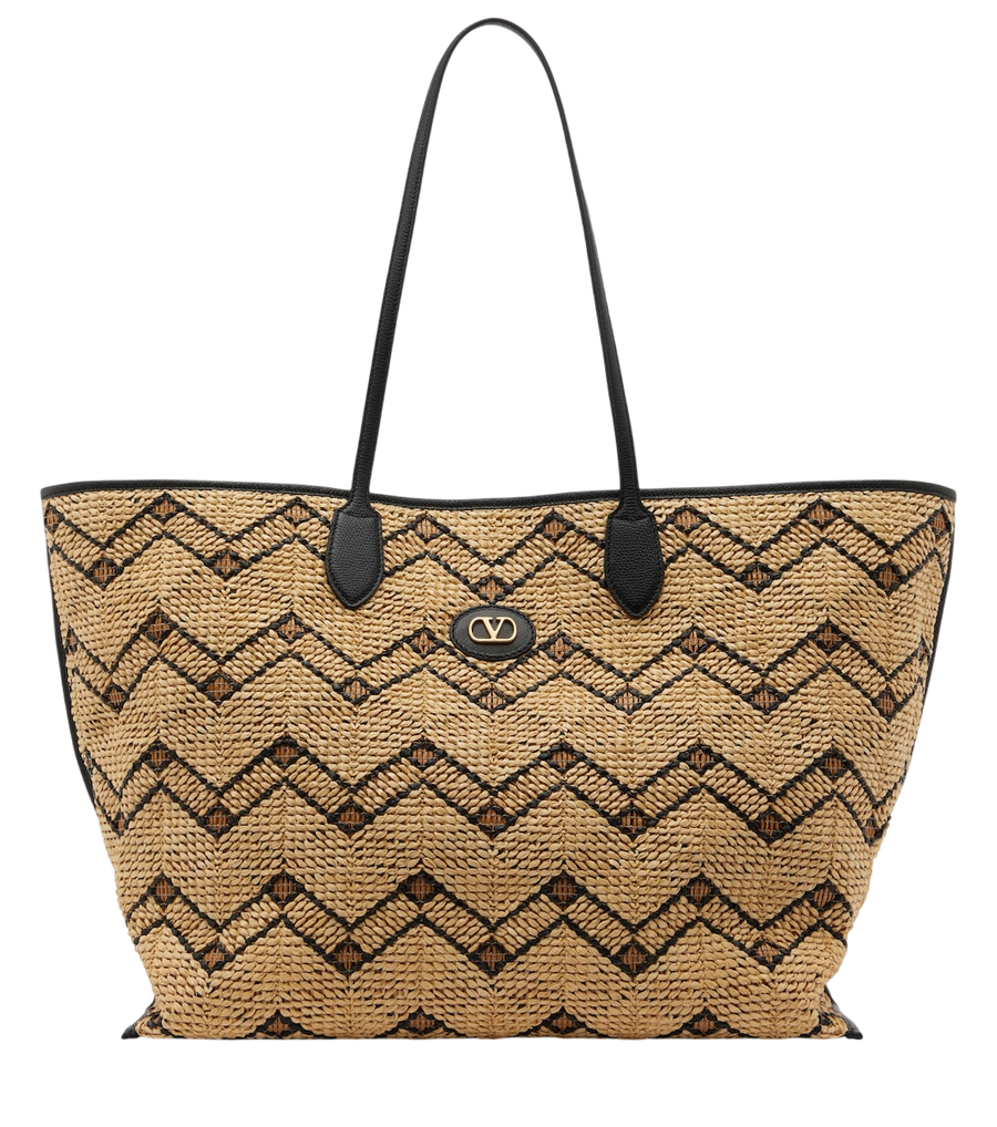 Valentino Garavani VLogo Large raffia-effect tote bag