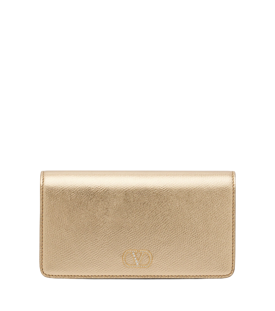 Pochette mini VLogo en cuir métallisé Valentino Garavani