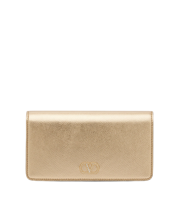Valentino Garavani VLogo Mini pochette in pelle metallizzata