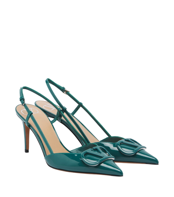 Valentino Garavani VLogo patent leather slingback pumps