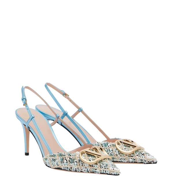 Valentino Garavani VLogo Décolleté slingback con paillettes firmate