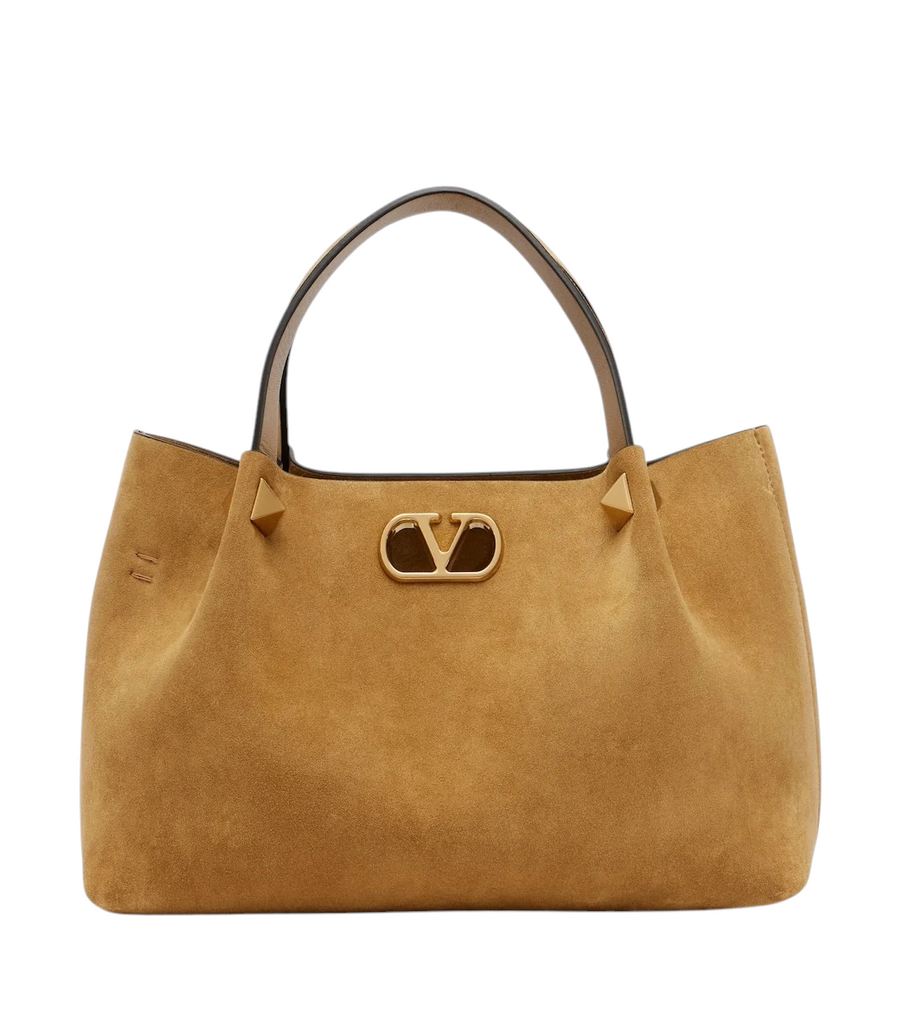Valentino Garavani VLogo Signature Small Suede Top-Handle Bag