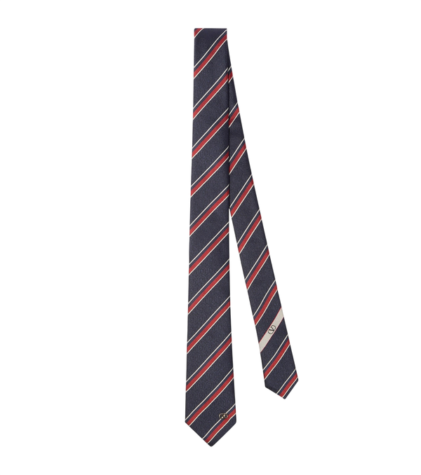 Valentino Garavani VLogo striped silk twill jacquard tie