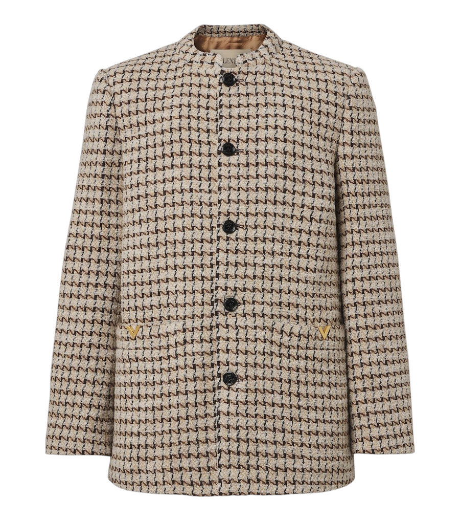 Valentino Houndstooth wool and silk-blend bouclé blazer