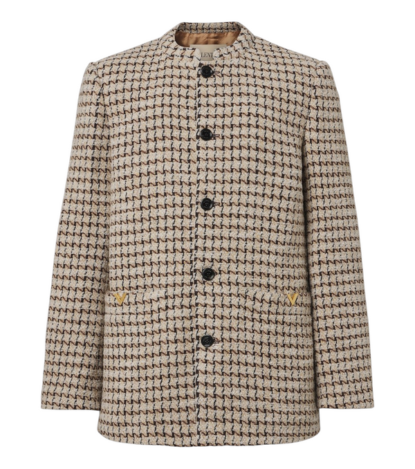 Valentino Houndstooth wool and silk-blend bouclé blazer