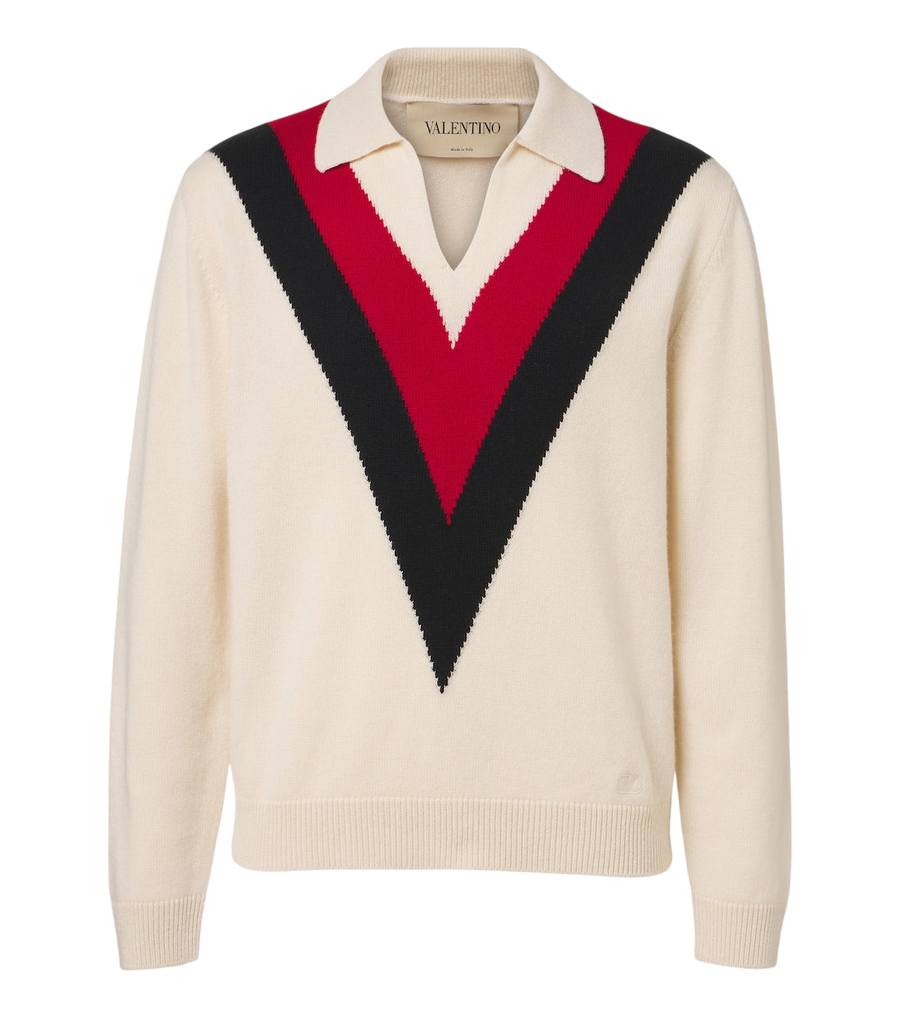 Valentino Jacquard cashmere polo sweater