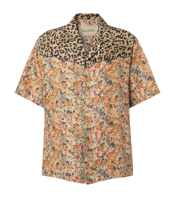 Valentino Printed silk bowling shirt