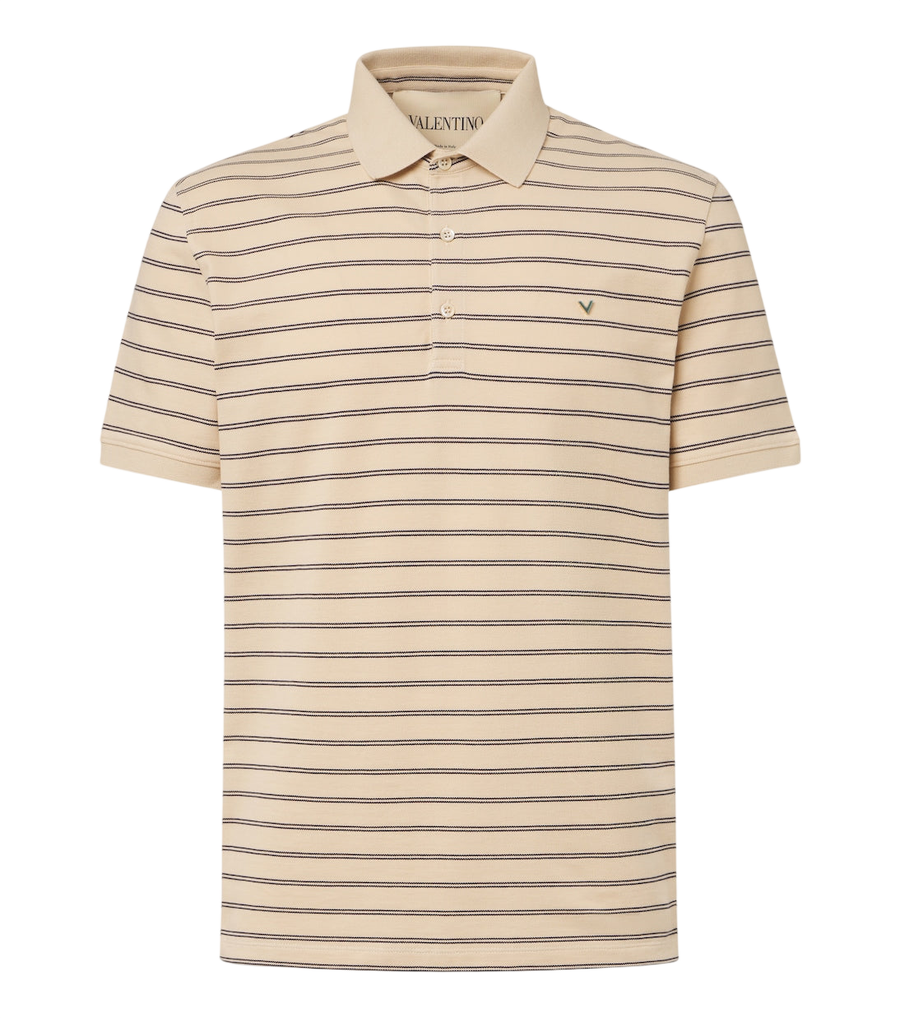Valentino VGold striped cotton polo shirt