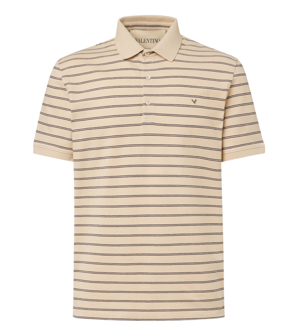 Valentino VGold striped cotton polo shirt