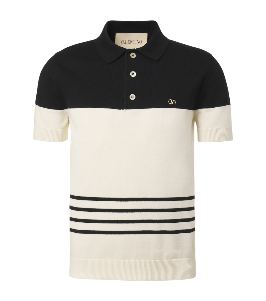 Valentino VLogo striped cotton polo sweater