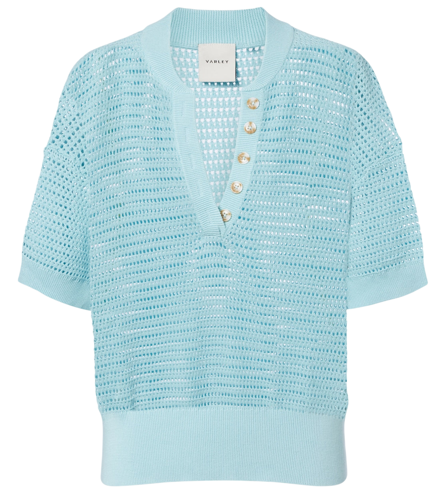 Varley Callie open-knit cotton polo sweater