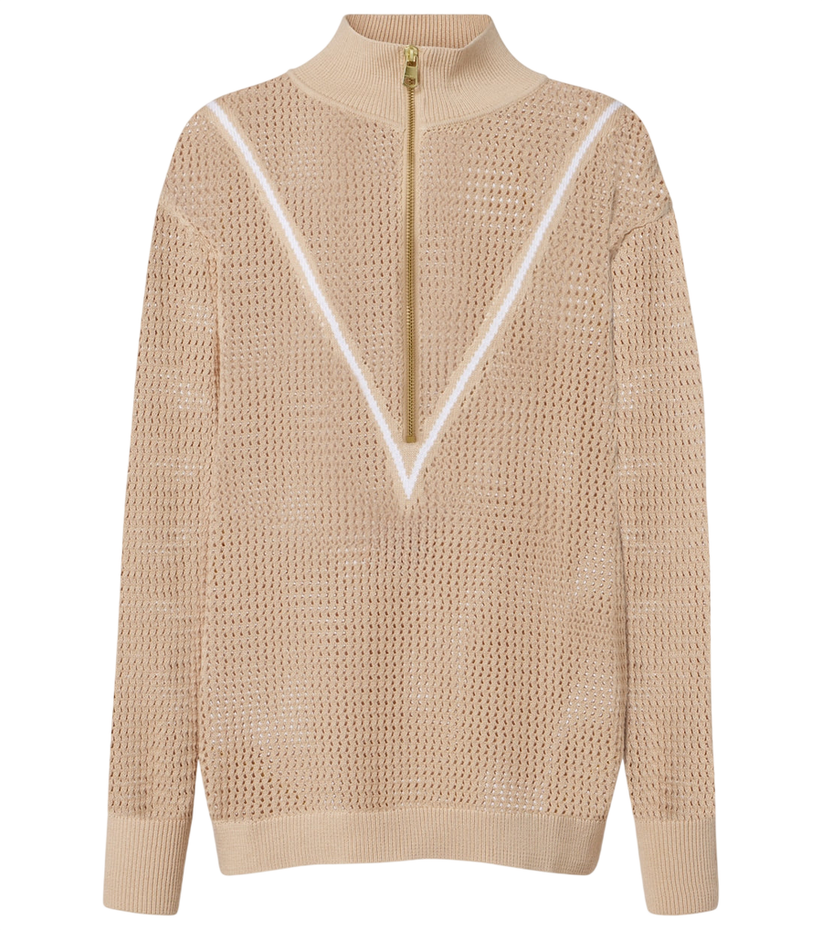 Varley Calva open-knit cotton half-zip sweater