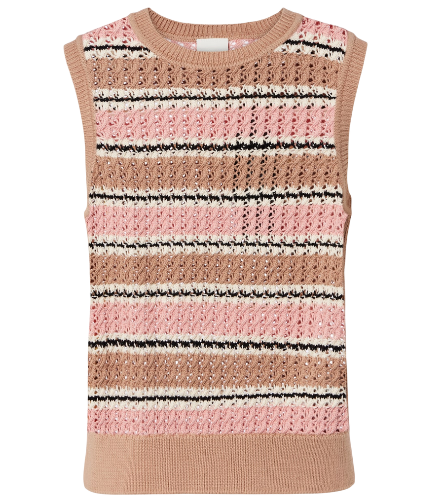 Varley Deeley striped cotton pointelle top