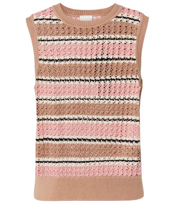 Varley Deeley striped cotton pointelle top