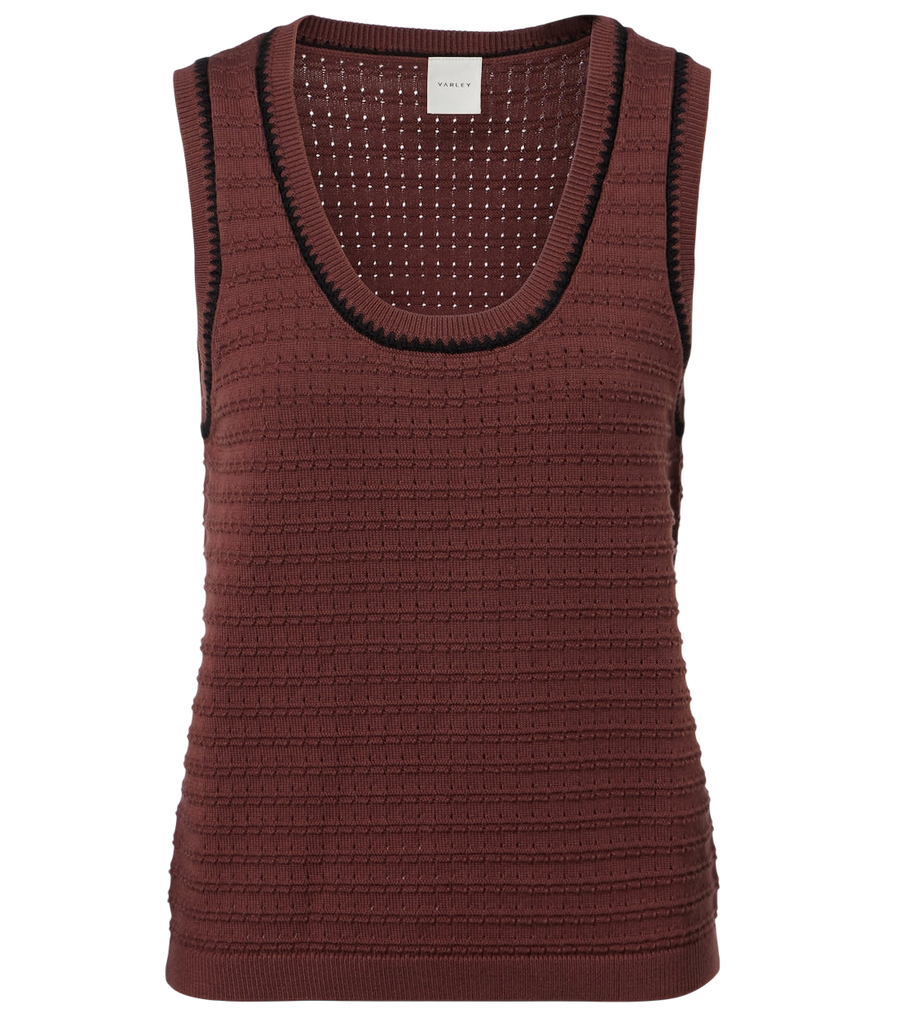 Camiseta sin mangas de algodón con punto calado Varley Gideon