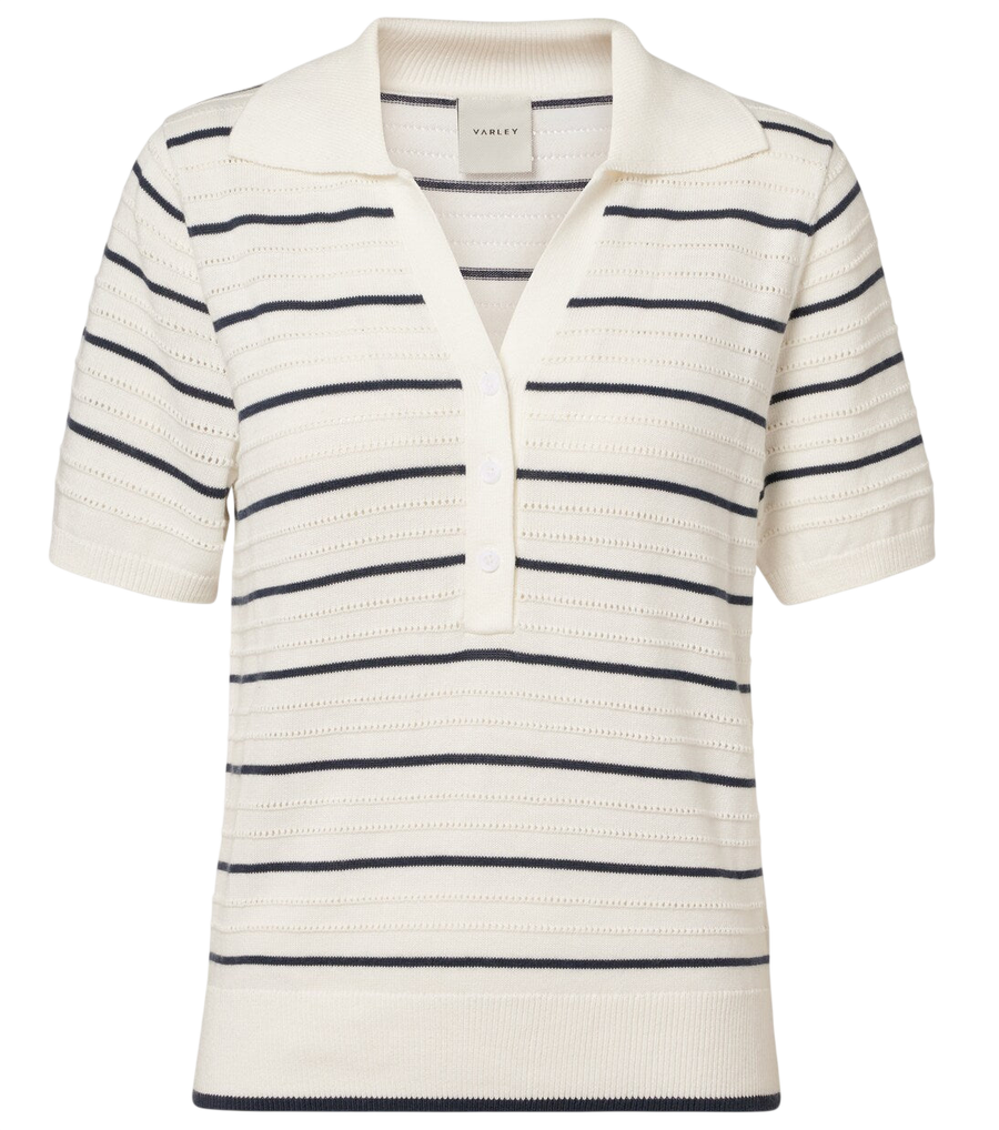 Varley Wren striped cotton-blend polo shirt