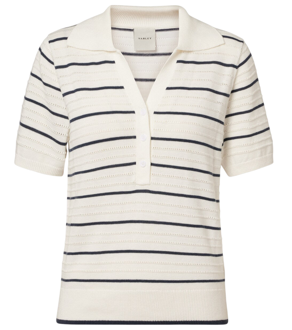 Varley Wren striped cotton-blend polo shirt