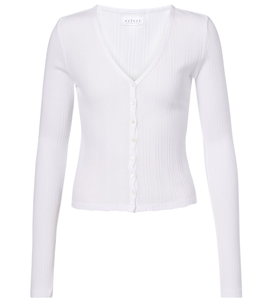 Velvet Drew cotton-blend pointelle cardigan