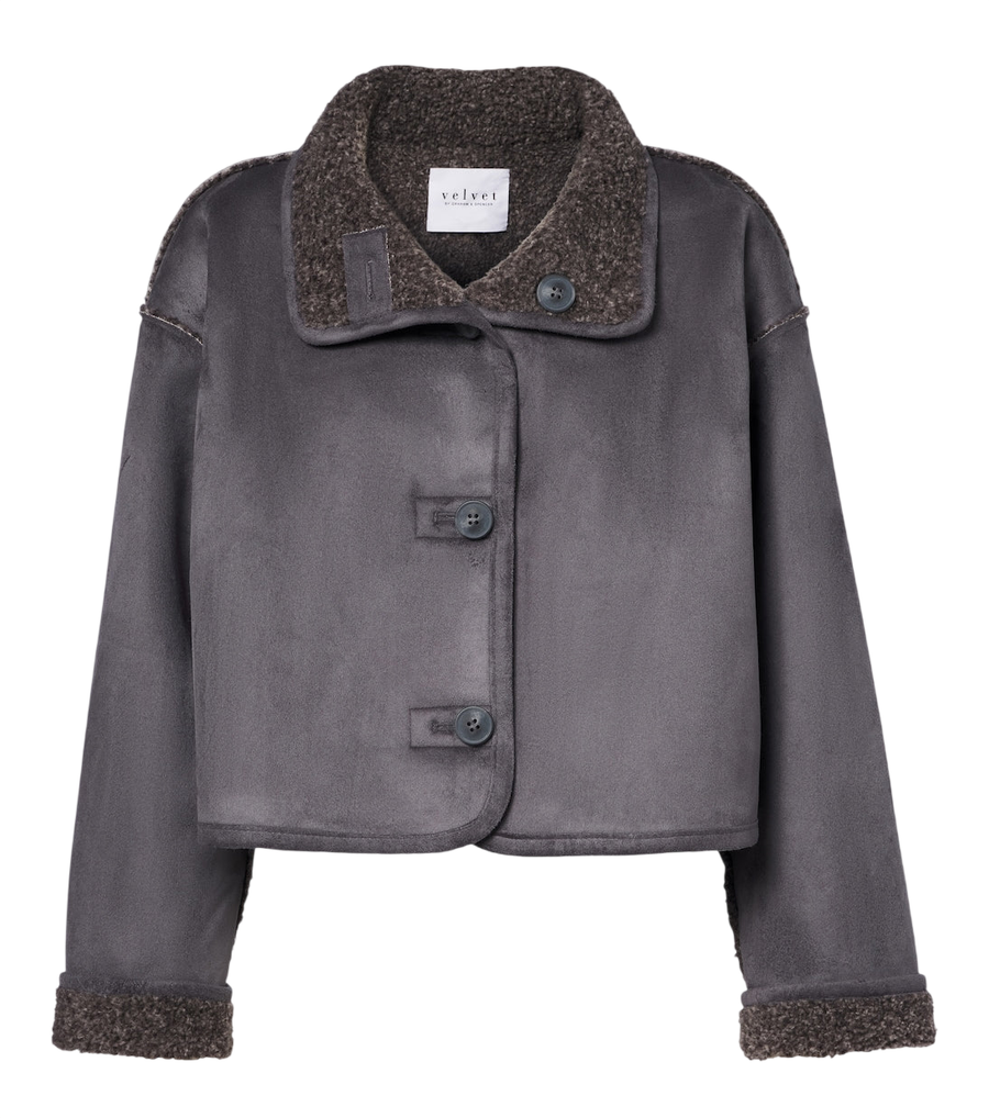 Velvet Esme teddy-lined cropped jacket